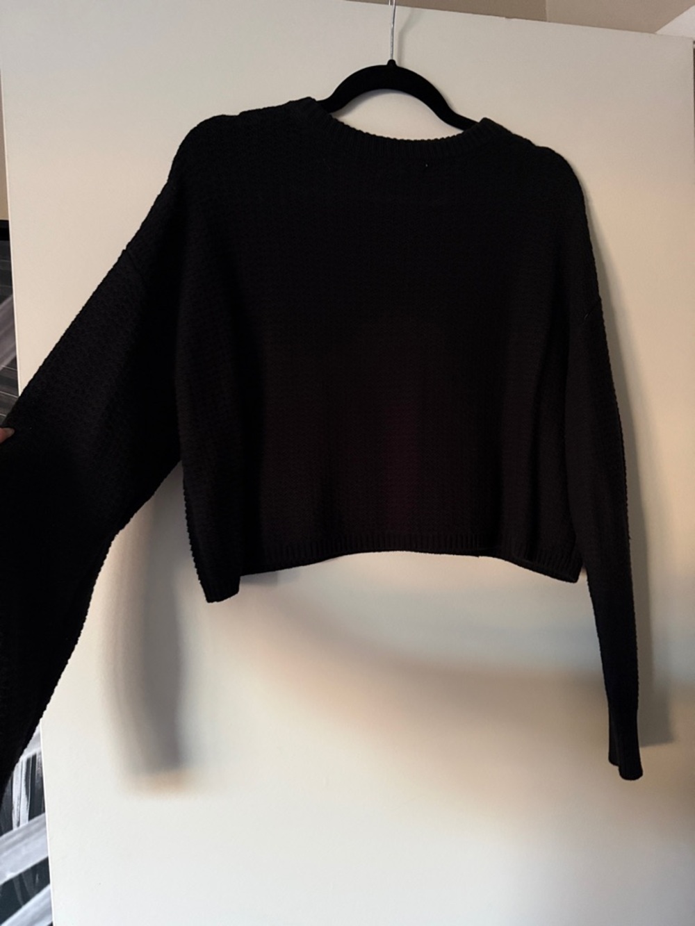 Abound Black Cropped Knit Sweater Top